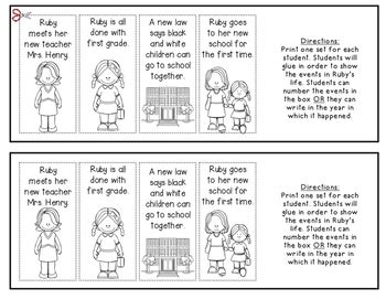 Help students practice sequencing with the story of ruby bridges! Ruby Bridges {Timeline} for Kindergarten and First Grade Social Studies