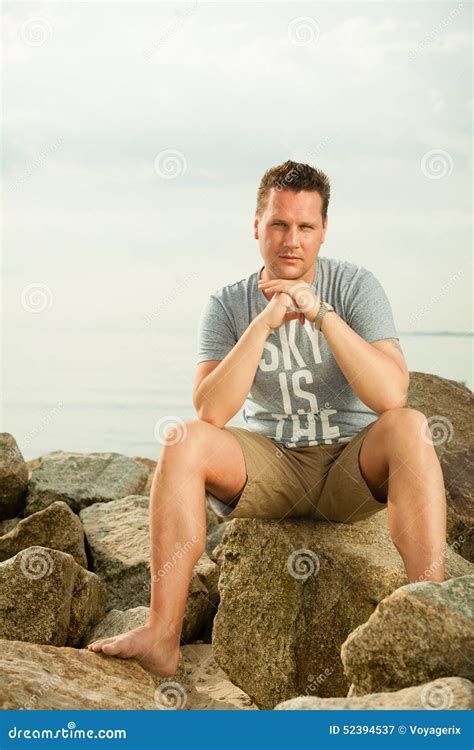 Fashion Portrait Of Handsome Man On The Beach Stock Image Image Of