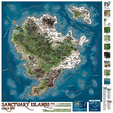 Sanctuary Islands Fantasy World Map Imaginary Maps Fantasy Map