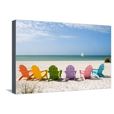 Colorful Beach Chairs Coastal Seascape Ocean Landscape Photography