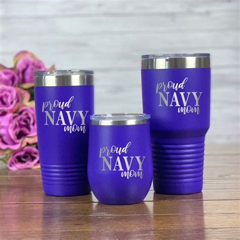 Proud Navy Mom Tumbler Custom Travel Mug Hot And Cold Etsy
