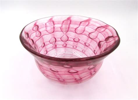 Large Red Glass Bowl Fruit Bowl Hot Pink Bowl Crimson Etsy Blown Glass Bowls Pink Bowls