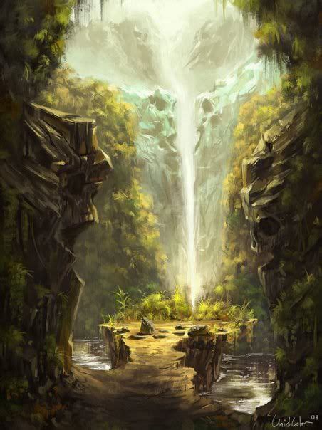 Magical Waterfall Hidden Passage Setting For A Fantasy Role Playing
