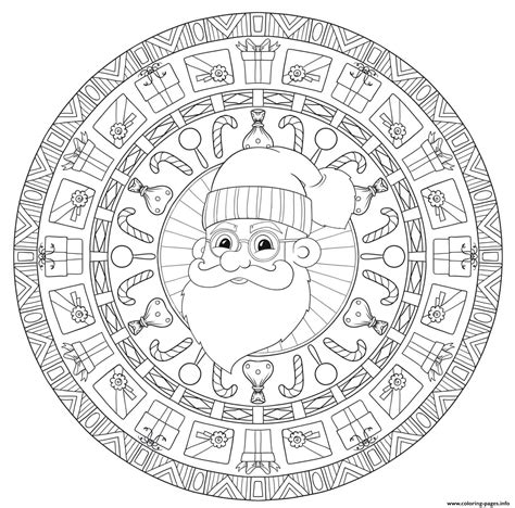 Christmas For Adults Santa Mandala Coloring page Printable