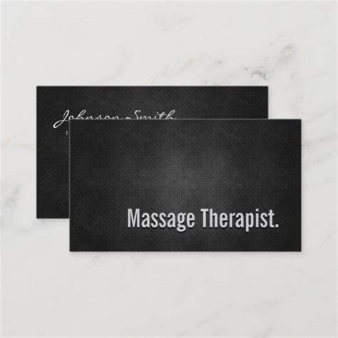Massage Therapist Cool Black Metal Simplicity Business Card Zazzle