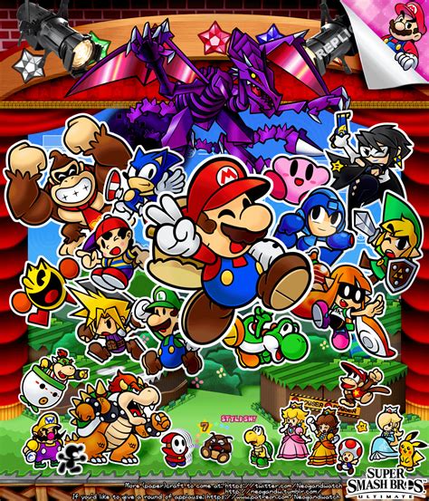 An Amazing Smash Bros Poster In The Paper Mario Art In The Paper Mario