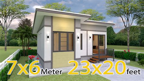 Simple Small House Design 7x6 Meter 23x20 Feet House Design 3d