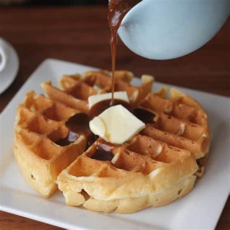 Old Fashioned Waffles With Maple Butterscotch Syrup Baker Bettie