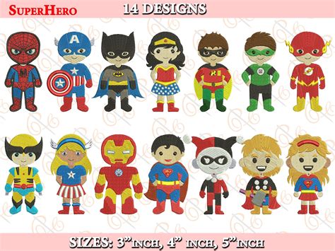 Superhero Embroidery Design Set Of 14 Super Hero Machine EtsyОб