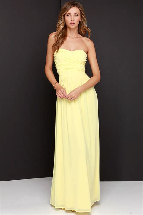 Pretty Yellow Maxi Dress Strapless Dress Maxi Dress 6800 Lulus