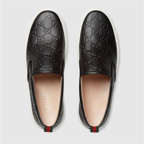 Gucci Gucci Signature Slip On Detail 3 Leather Slip On Shoes Black
