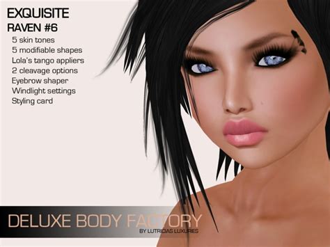 Second Life Marketplace Dbf Exquisite Skin Collection Raven 6 5 Skin Tones 5 Modifiable