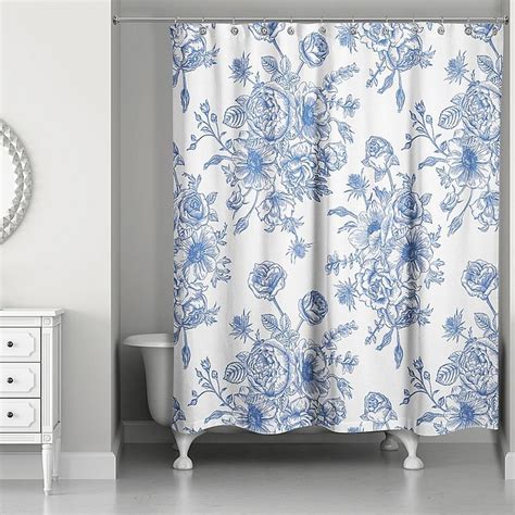 Designs Direct Vintage Rose Shower Curtain In Blue Bed Bath And Beyond