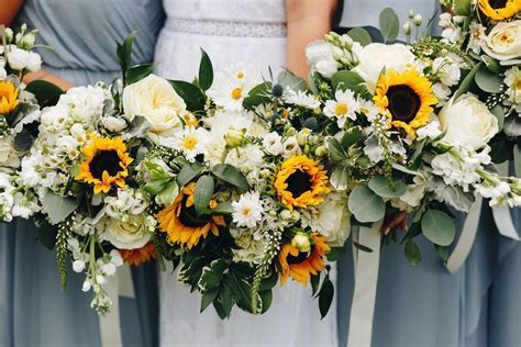 Stunning Sunflowers And White Roses Wedding Bouquet A Perfect Blend Of