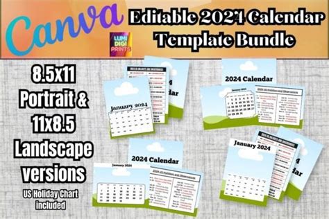 Canva Editable 2024 Calendar Templates Grafica Di Lumidigiprints
