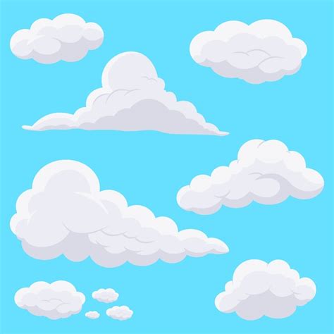 Nubes De Dibujos Animados En El Cielo Vector Premium