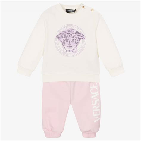 Versace Ivory And Pink Medusa Tracksuit Childrensalon Outlet