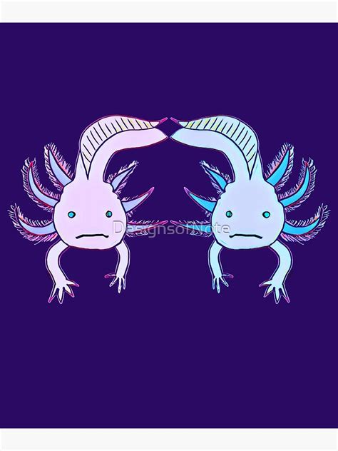 Pink And Blue Axolotls Poster For Sale By Designsofnote Redbubble