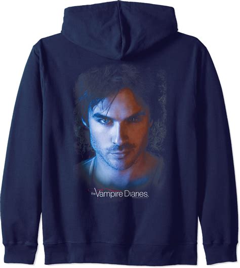 The Vampire Diaries Damon Face Zip Hoodie Clothing