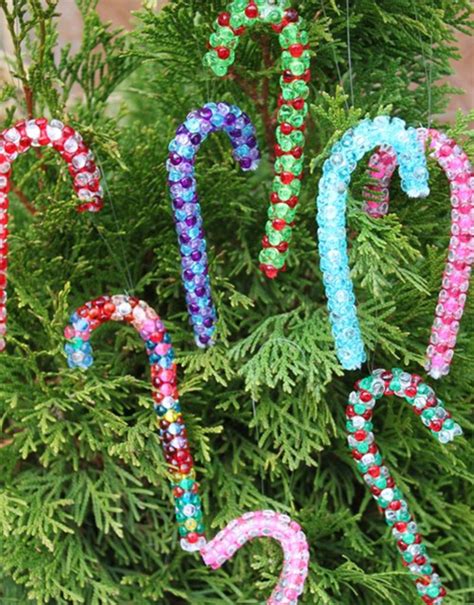 More fun ornaments for kids to make. How to Make a Beaded Candy Cane Ornament | FeltMagnet