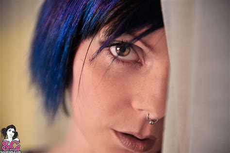 X Px Free Download Hd Wallpaper Suicide Girls Riae Suicide Nose Rings Blue Hair