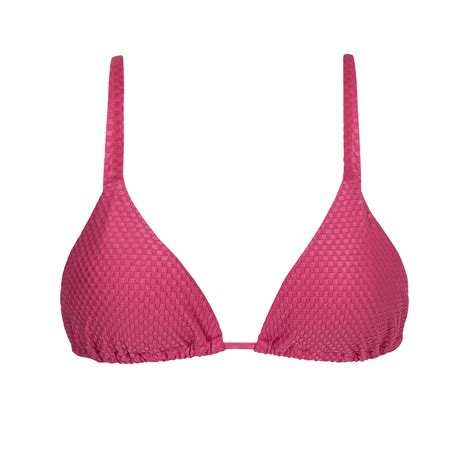 Adjustable Fuchsia Pink Triangle Top With Straight Straps Top Cloque