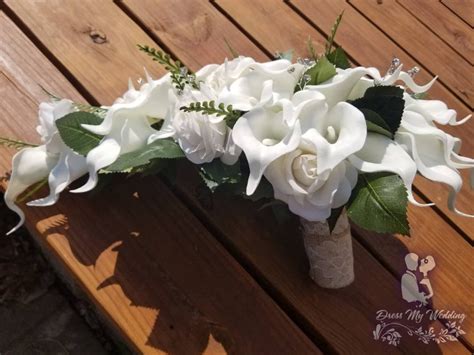 Dress My Wedding Calla Lily And Rose Cascading Bouquet
