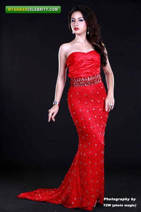 Myanmar News Links Myanmar Model Soe Nandar Kyaw In Beautiful Red Gown