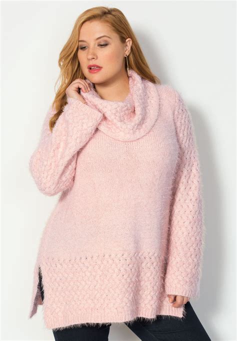 Plus Size Eyelash Cowl Neck Sweater Plus Size Outfits Plus Size Sweaters Clothes