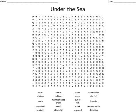 Under The Sea Word Search Printable Word Search Printable