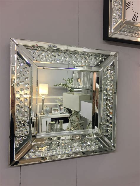Floating Crystal Square Wall Mirror Picture Perfect Home Mirror Wall Mirrored Furniture