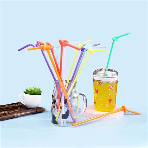 6325mm Extra Long Assorted Color Party Bar Use Straw Disposable