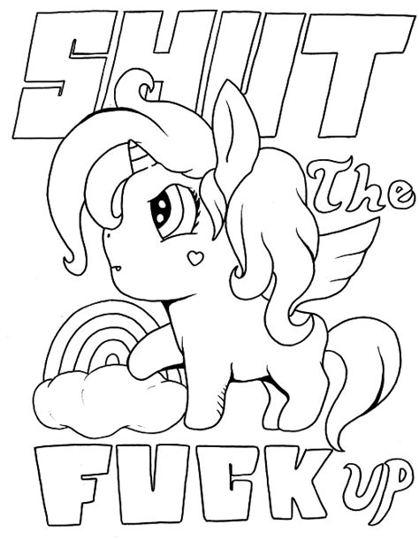 Coloring swear words can help manage your stress, release tensions & manage your anger. Coloring page for adults with a unicorn and swears. Visit ...