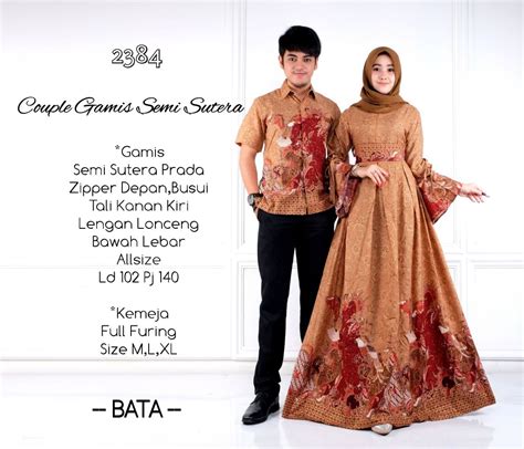 Model Baju Batik Gamis Couple D2384 Semisutera Batik Bagoes Solo
