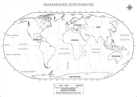Mapa Mundi Y Sus Continentes Para Colorear Kulturaupice