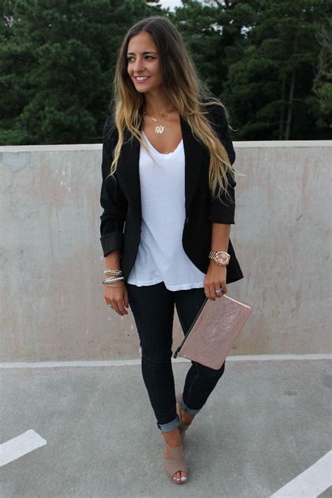 How To Wear It Black Blazer Black Blazer White Tee And Jeans