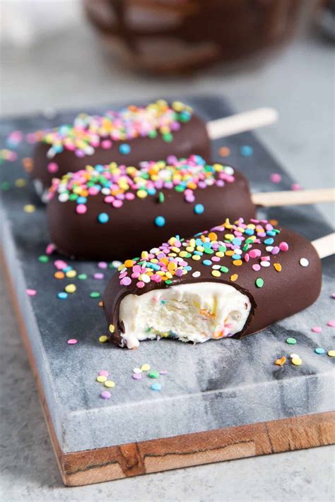Chocolate Dipped Funfetti Ice Cream Bars The Little Epicurean