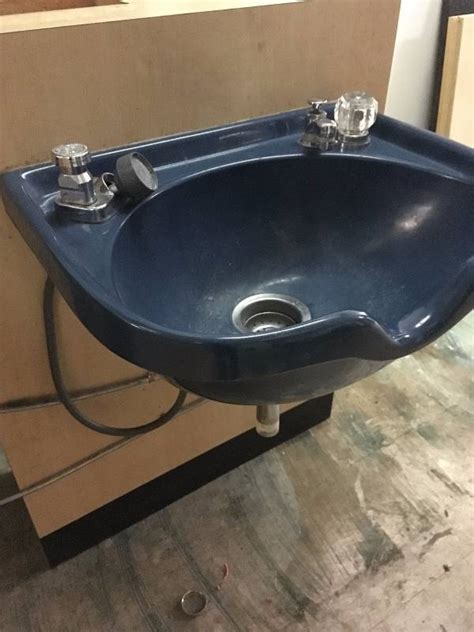 The most common barber sink material is cast iron. Vintage Barber Sink - Used - Blue | Vintage Rare Barber ...