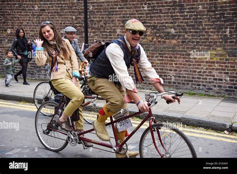 The Tweed Run London England UK The Annual Vintage Bicycle Run Stock