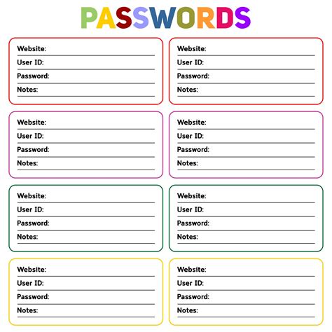 Printable Password Keeper Form