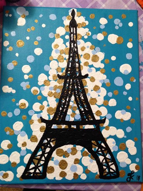 Hand Painted Acrylic Painting Of The Eiffel Tower Hand Painted Acrylic