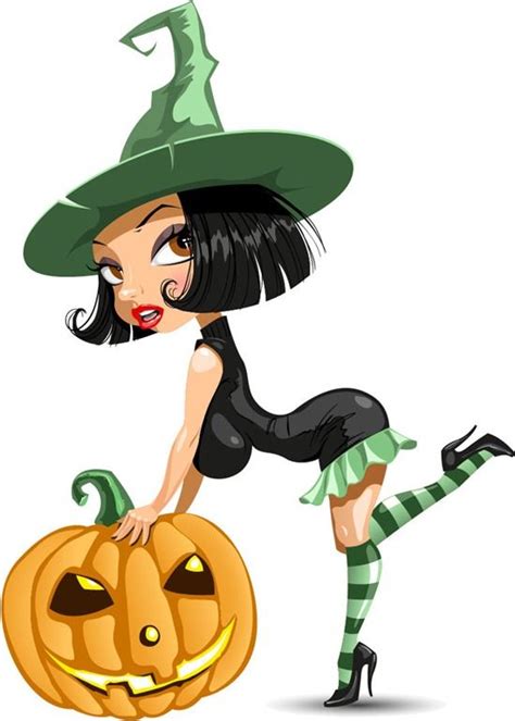 Pretty Witch With Halloween Vector Illustration Free Vector