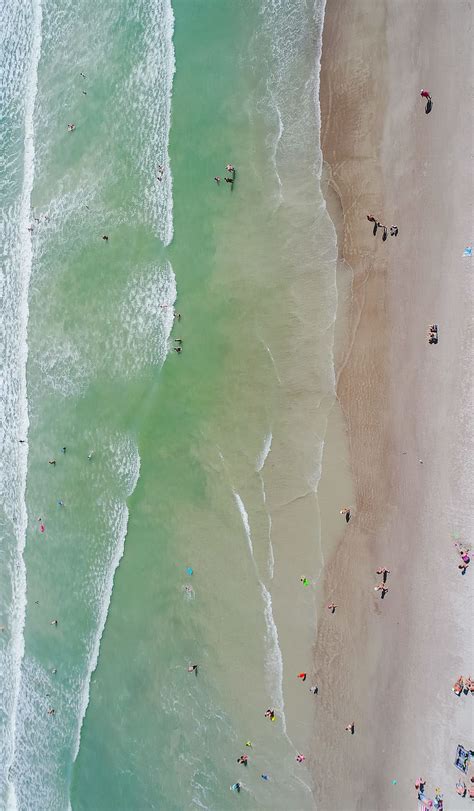Hd Wallpaper People At The Beach During Daytime Aerial Photography
