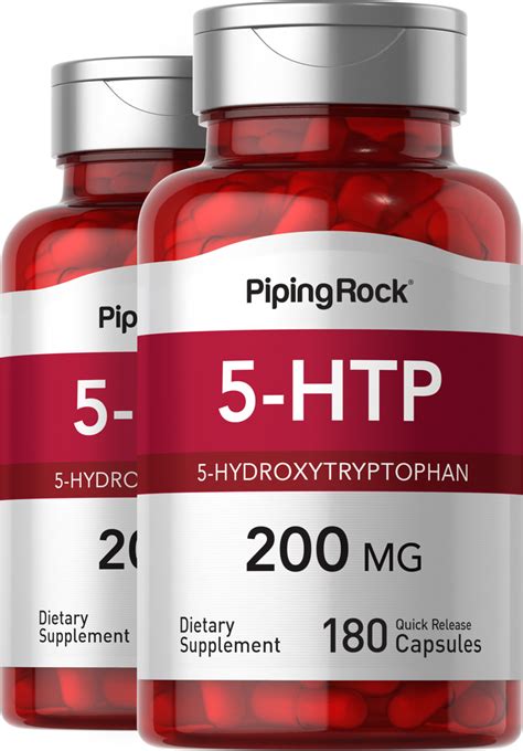 5 Htp 200 Mg 180 Capsules X 2 Bottles Pipingrock Health Products