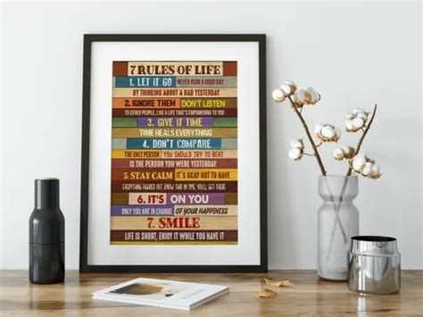 7 Rules Of Life Motivational Poster Printed On Premium Cardstock