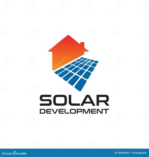 Modern Solar Panel House Company Logo Design Stock Vector