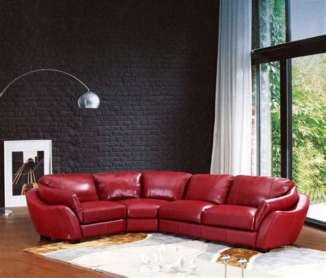 Red Leather Sectional Home 622ang Modern Red Italian Leather