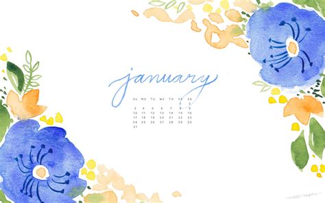 January Watercolor Calendar Desktop Download Mospens Studio