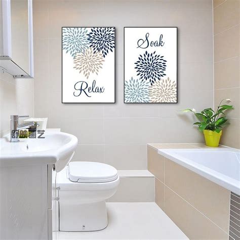 Bathroom Decor Bathroom Wall Art Canvas Prints Relax Soak Floral Flower