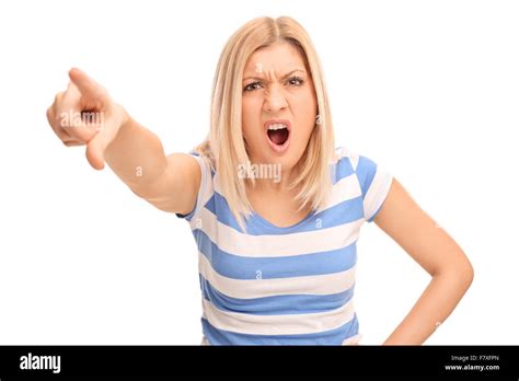Woman Yelling Camera Pointing Finger Hi Res Stock Photography And Images Alamy